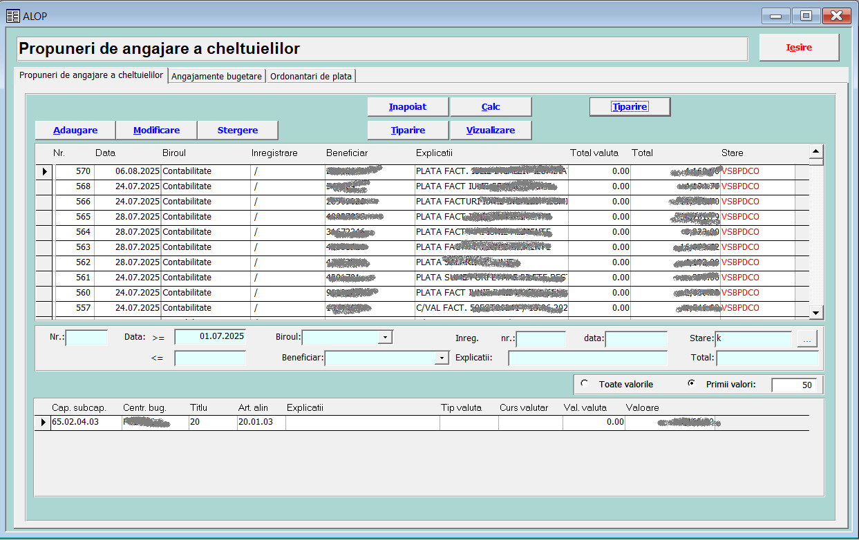 Interfață propunere de angajare