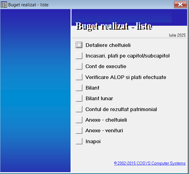 Buget realizat – liste