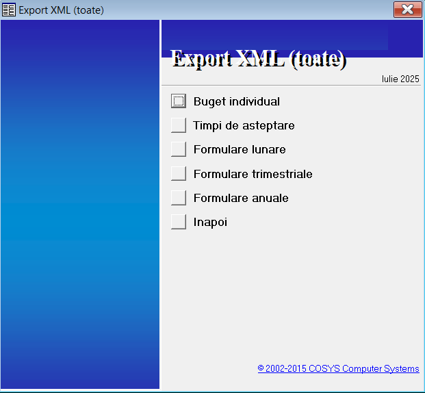Meniu Export XML