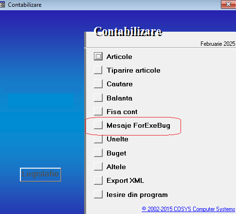 Fereastra Mesaje ForExeBug