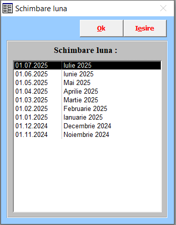 Selectarea lunii de lucru