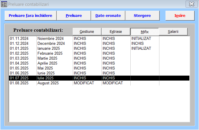 Preluare contabilizări