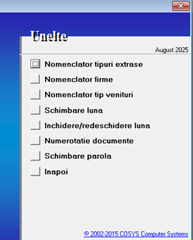 Nomenclator tipuri extrase