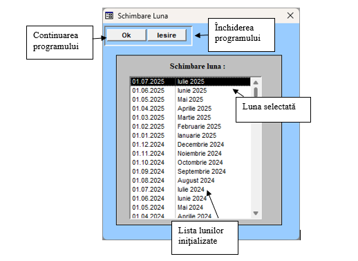 Selectarea lunii în program