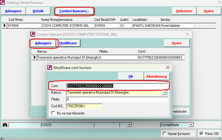 Adăugare cont nou beneficiar