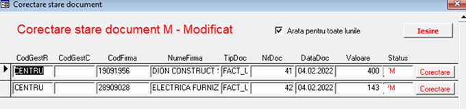 Deblocare documente stare M