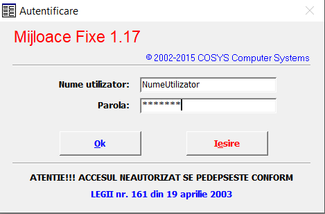 Ecran de autentificare