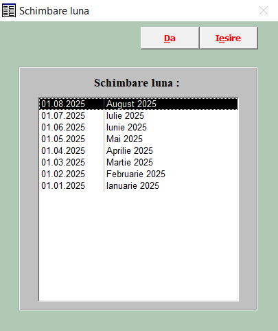 Selectarea lunii de lucru