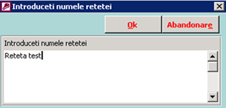 Gestionare rețete în Nomenclatoare