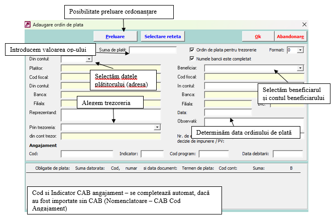 Formular Adăugare ordin de plată