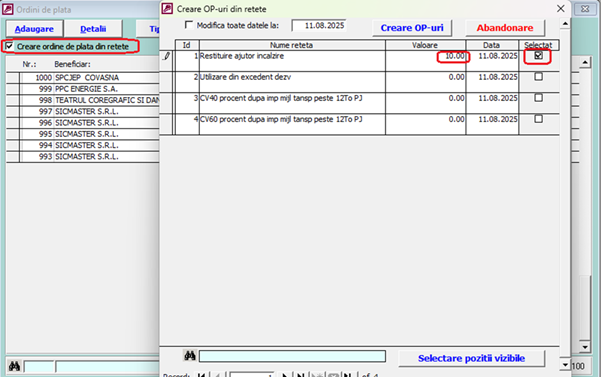 Creare OP-uri din rețete