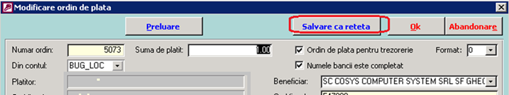 Salvare OP ca rețetă