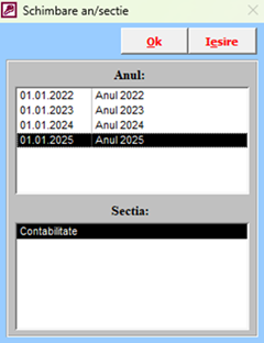 Selectarea anului și a secției