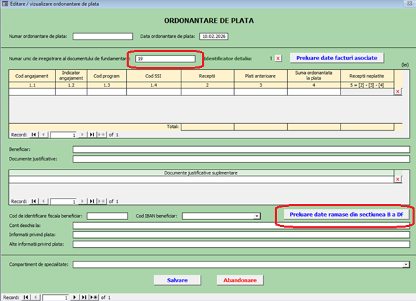 preluare DDF pe Ordonanțare de plată