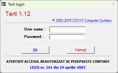 Fereastră autentificare Terți