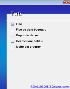Fereastra principală Terți